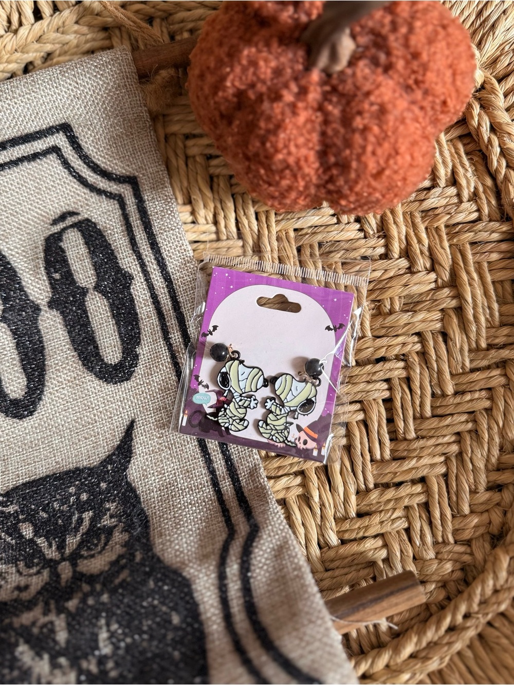 Snoopy Mummy Halloween Earrings Costume Jewelry NWT